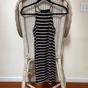 See You Monday Black Dress with Cream Stripes